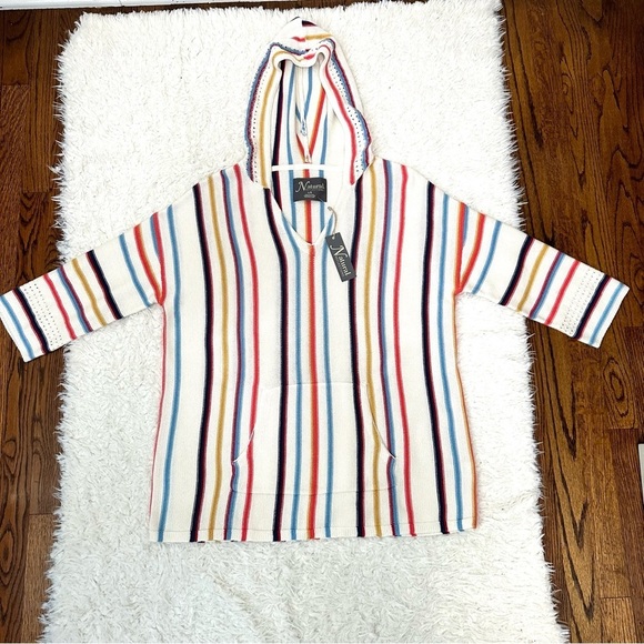 NATURAL Reflections Stripe Cotton Hoodie Sz L/G NWT - Picture 3 of 6